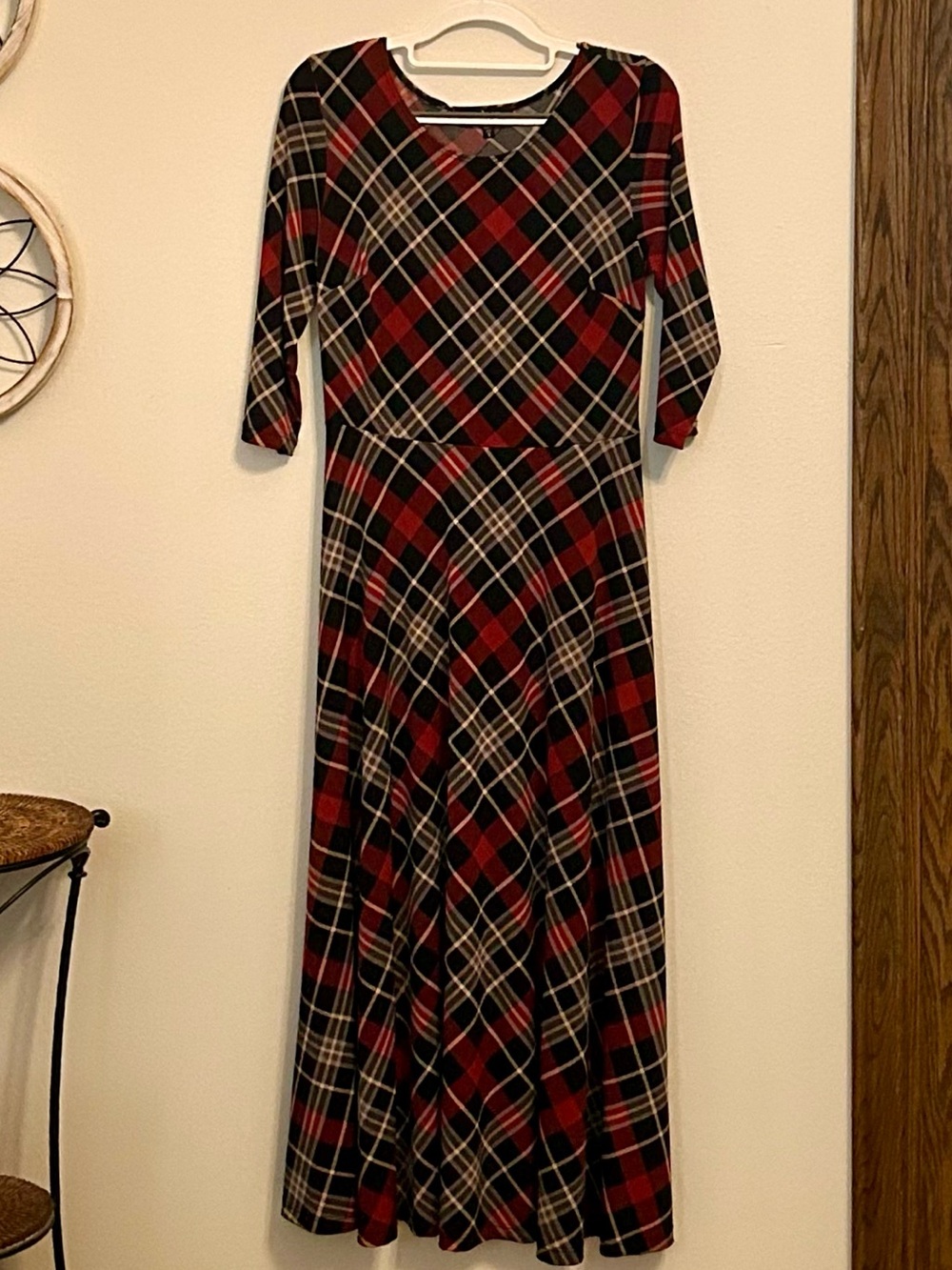 LBISSE Women’s Plaid Maxi Dress, Size Small, EUC